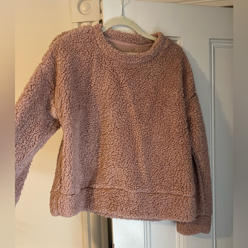 Thread and Supply pink teddy sweater